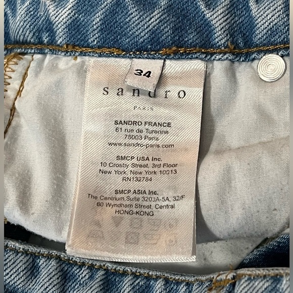 Sandro Paris | High Rise Pearl Star Light Wash Distressed Jeans Sz EU 34 US 4/27 - Picture 9 of 11